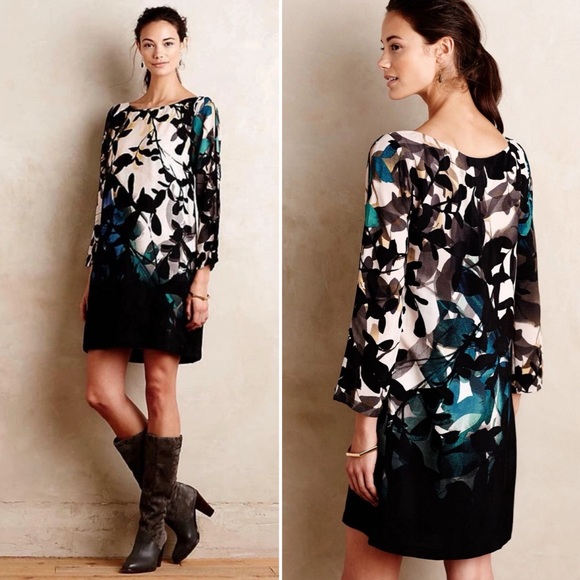 {Anthropologie | Maeve} Leaf Print Shift Dress - Picture 1 of 12